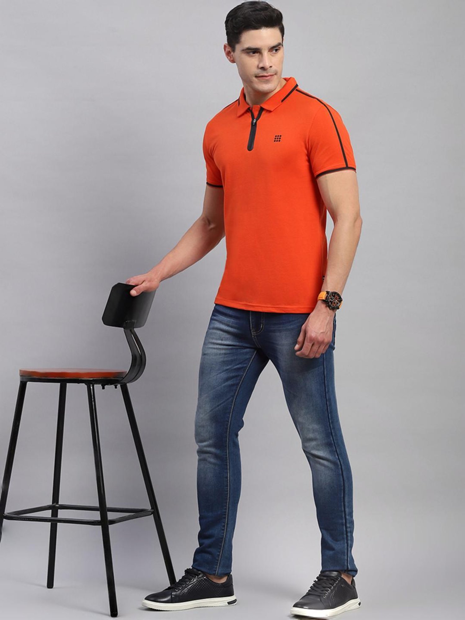 Rock.it Rust Cotton Regular Fit Polo T-Shirt