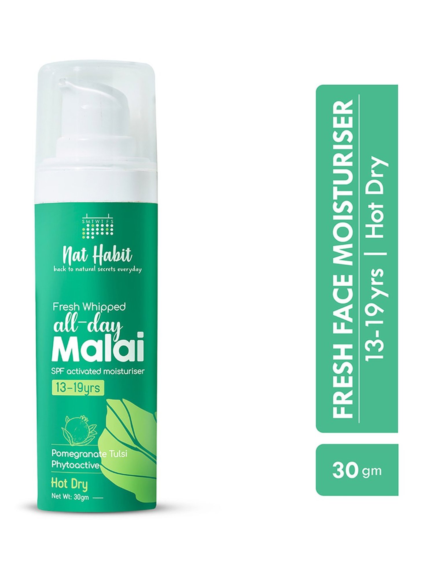 Nat Habit Pomegranate Tulsi Phyto Active Fresh Whipped All-Day Malai Face Moisturiser - 30 gm