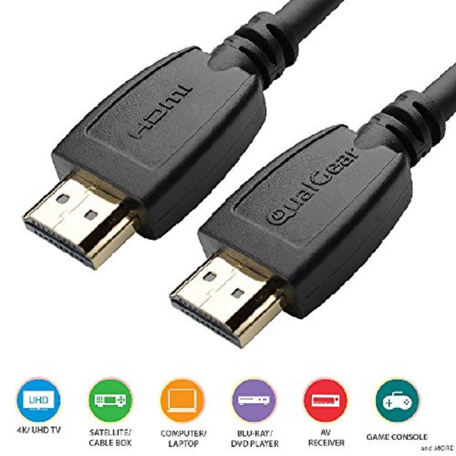 QualGear&reg; 15 Ft High Speed HDMI 2.0 cable with 24k Gold Plated Contacts, Supports 4k Ultra HD, 3D, Upto 18Gbps, Ethernet, 100% OFC (QG-CBL-HD20-15FT)