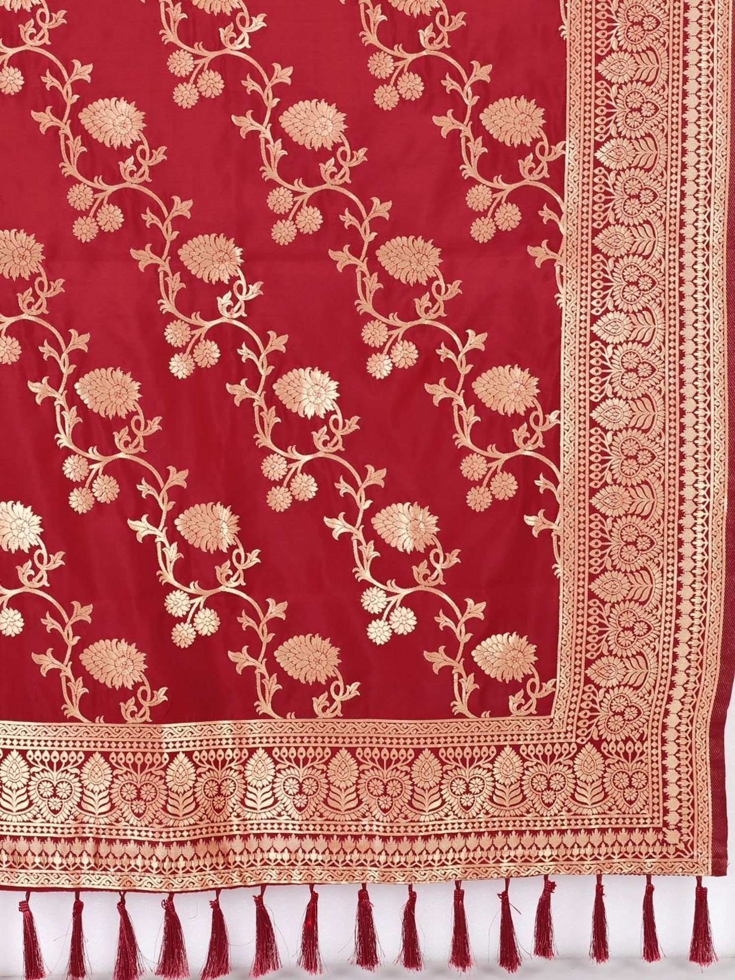 Silk Land Red Woven Pattern Dupatta