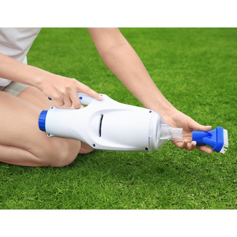 Bestway 58624E AquaReach Rechargeable Lithium Battery Swimming Pool Maintenance Vacuum Cleaner with Interchangeable Heads, 7 Foot Pole and Filter Bag