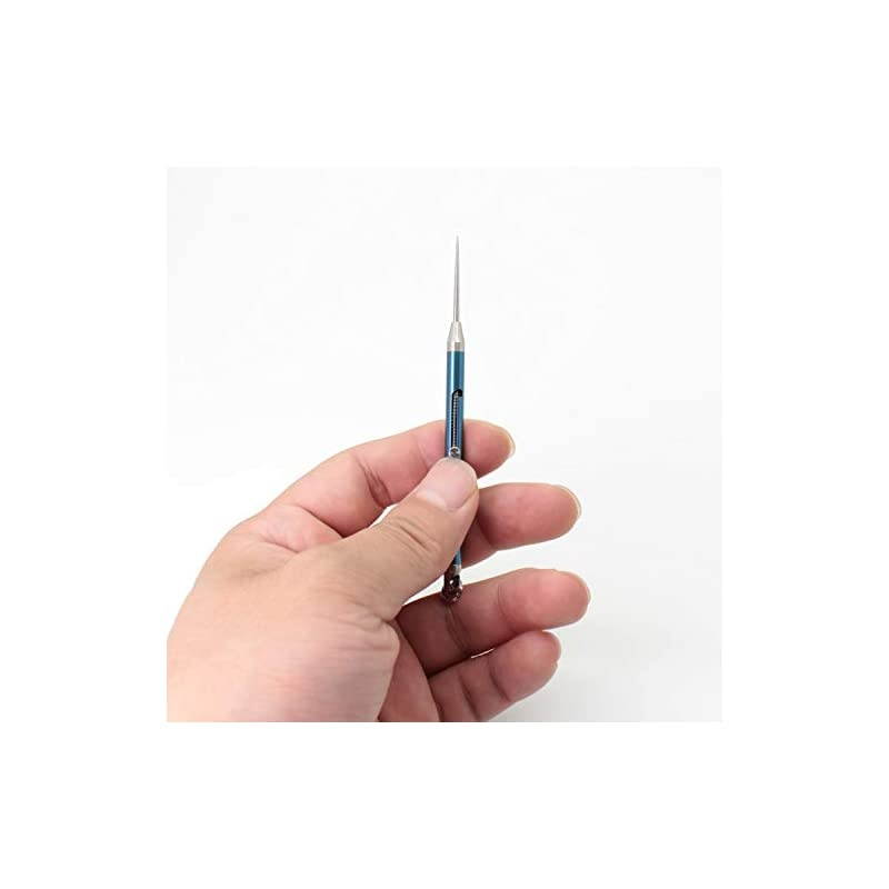 Keychain Titanium Integrated Design Telescopic Toothpick with Titanium Protective Case Holder, Ultralight Travel Kits for Outdoor Camping Picnic (Blue)