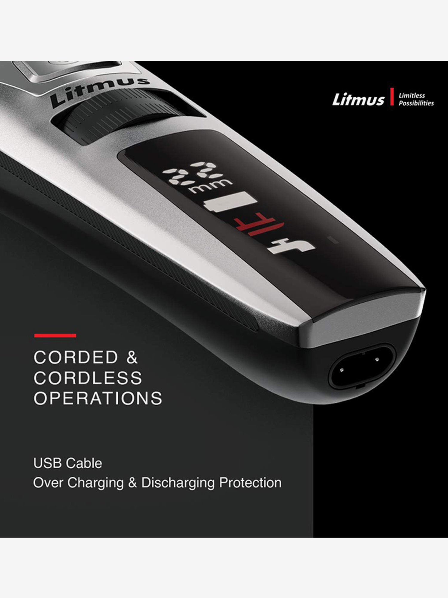 Litmus Stubble Pro DT1100 Cordless Trimmer For Men (Metalic Grey,UV Chrome)