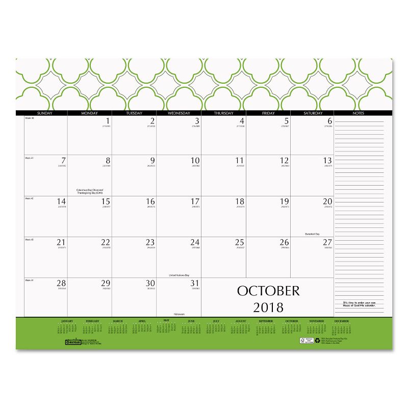 House of Doolittle 100% Recycled Geometric Desk Pad Calendar 22 x 17 2020 149
