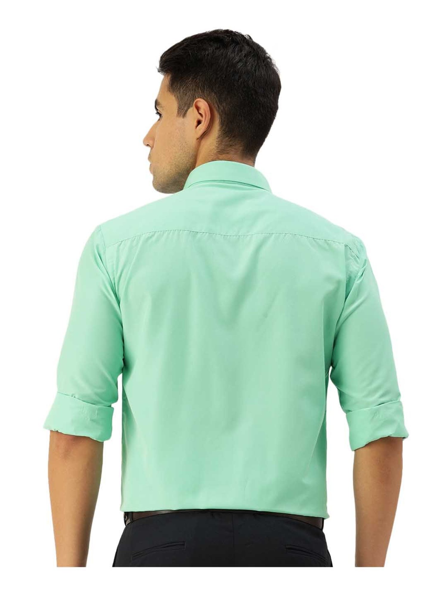English Navy Mint Green Slim Fit Shirt