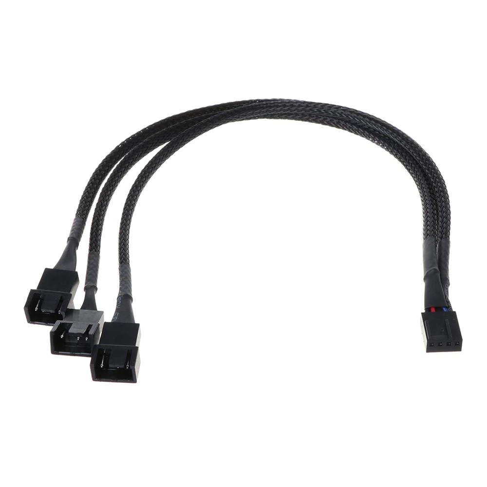 30CM 4Pin to 3 Ways Y Splitter Cable Fan 4 Pin to 3x4Pin/3Pin Extension Cable for PC Computer Laptop Accessories