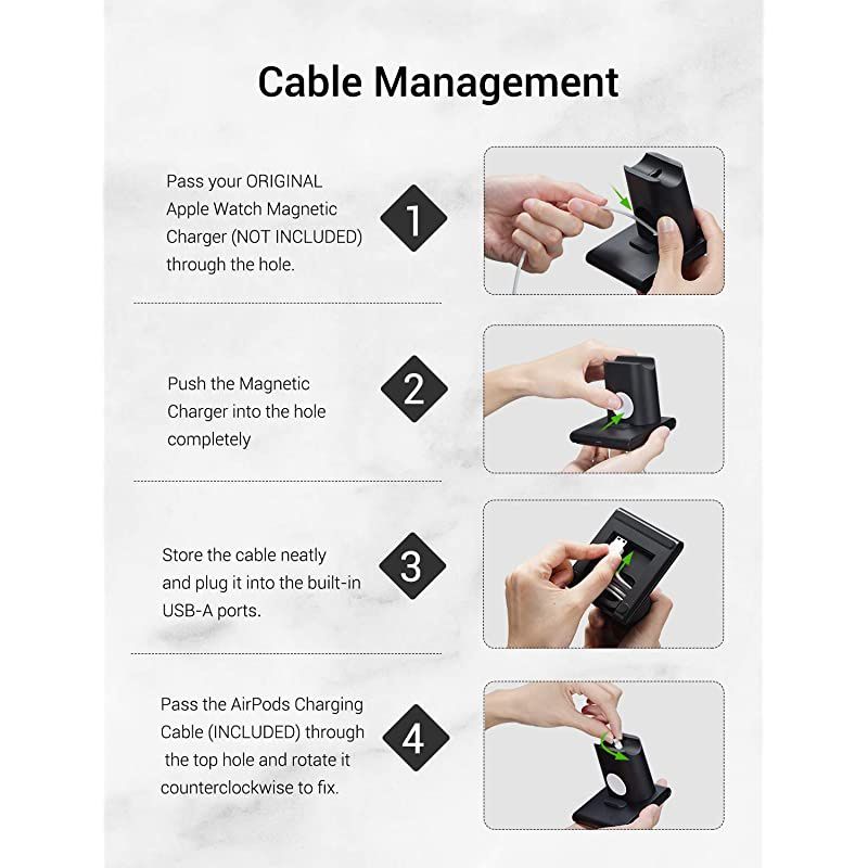Wireless Charger, 3 in 1 Wireless Charging Station for Apple Watch, AirPods Pro/2, Detachable and Magnetic Wireless Charging Stand for iPhone 11 Pro Max/X/XS/XR/8Plus(NO QC 3.0 Adapter)