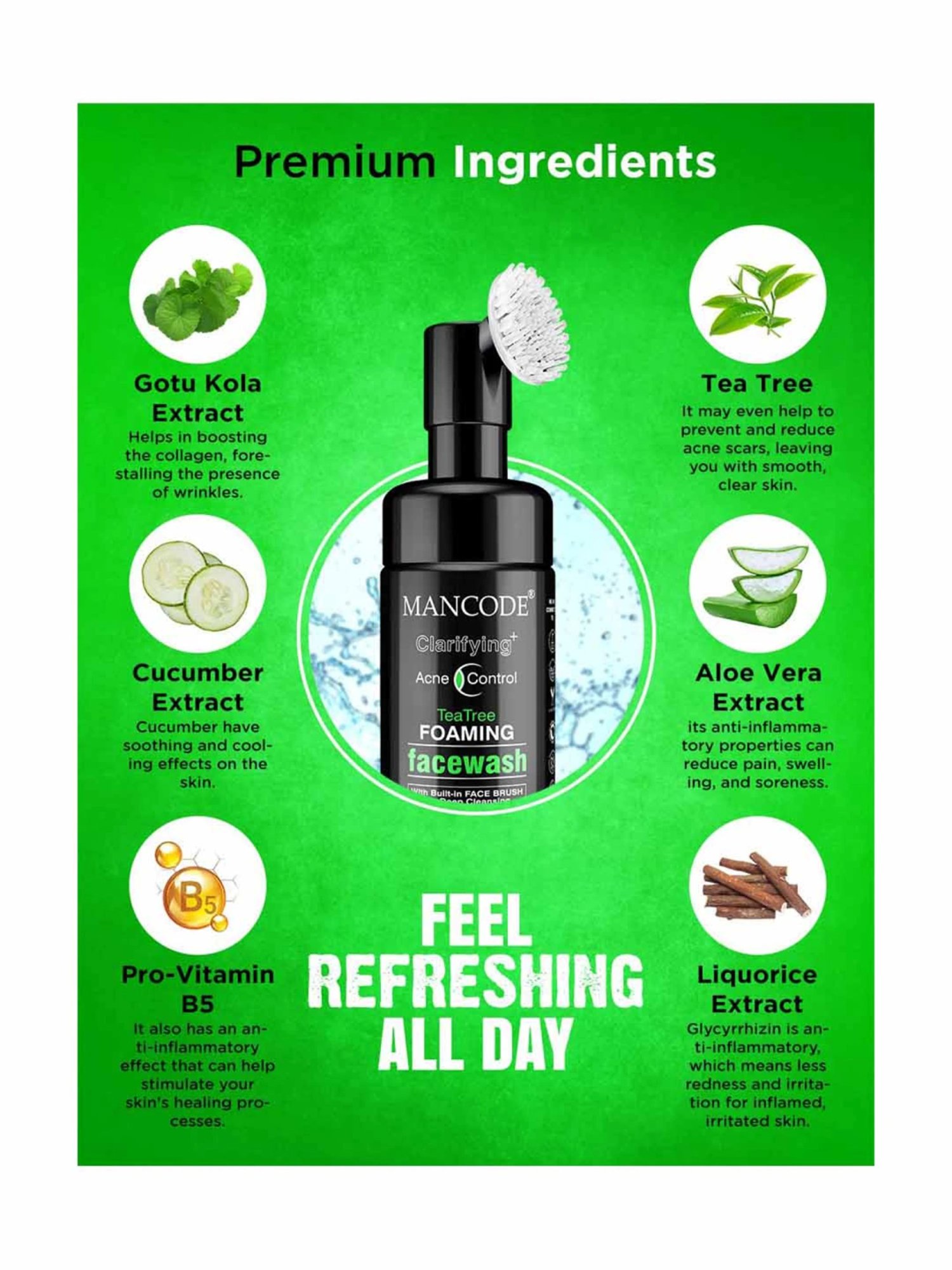 Mancode Clarifying Acne Control Tea Tree Foaming Facewash - 150 ml