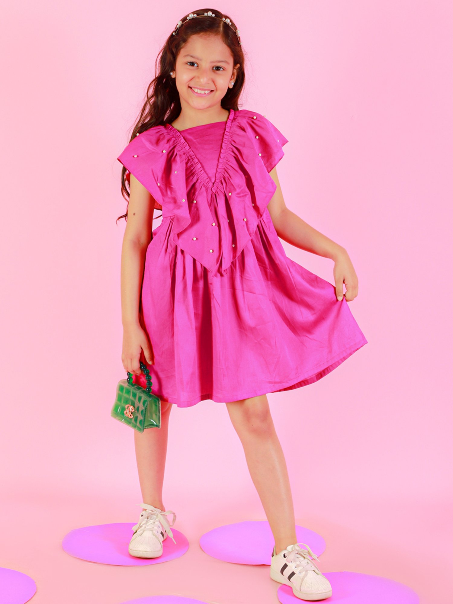Lil Drama Kids Pink Embellished Dress