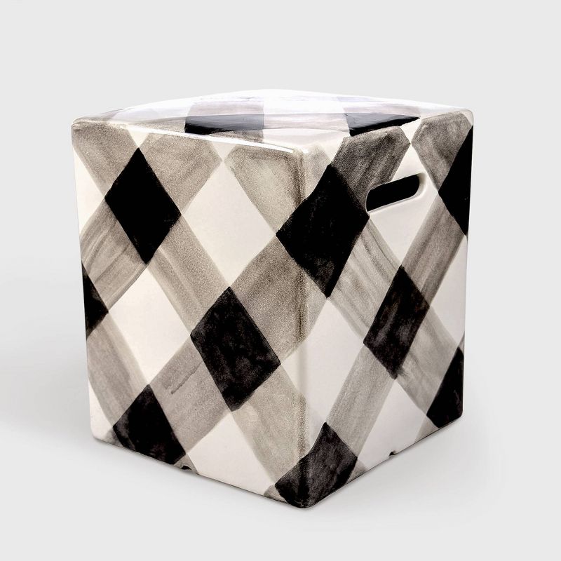 Sandra Ceramic Patio Side Table - Black/White - Leisure Made