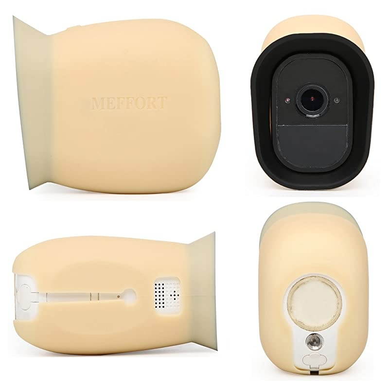 Case Skin with Dual Layer Sunshade Design, Clear (Not Fuzzy) Night Vision - Sun Glare UV Weather Protection Cover Compatible with Arlo Pro & Arlo Pro 2 Smart Security Camera, 3 Pack (Beige)