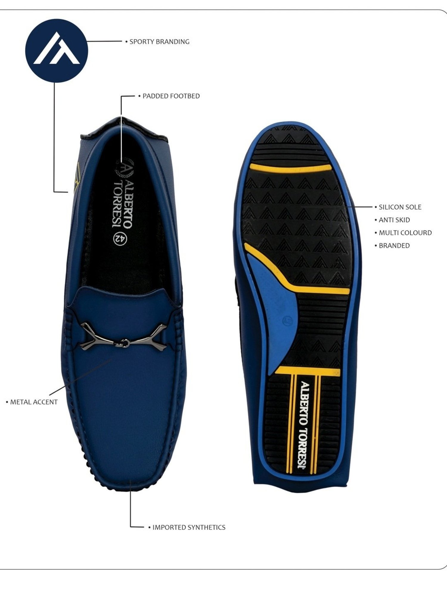 Alberto Torresi Men's Blue Casual Loafers