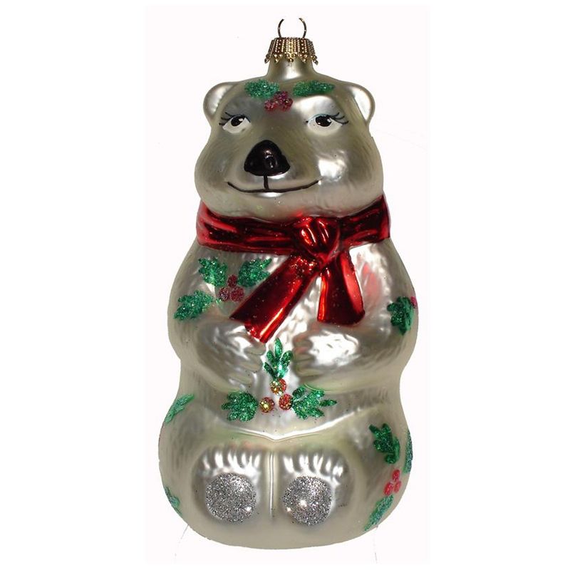 Larry Fraga Holliebear Christmas Ornament Teddy Holly  -  Tree Ornaments