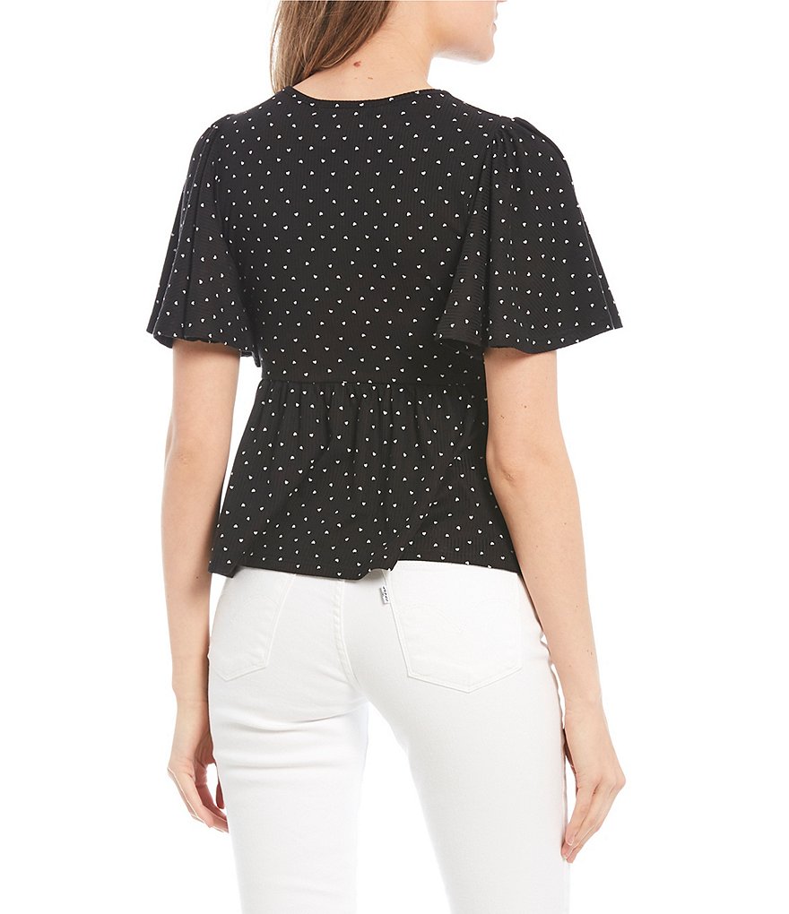 Good Luck Gem Short Sleeve Printed Rib Knit Top