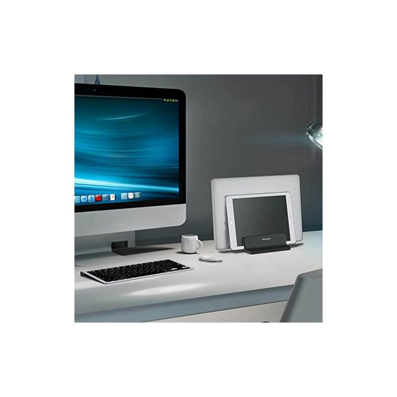 Vertical Laptop Stand Double Slot Adjustable Tablet Laptop Holder Aluminum Alloy Cooler Space-Saving Fits for Most Laptop