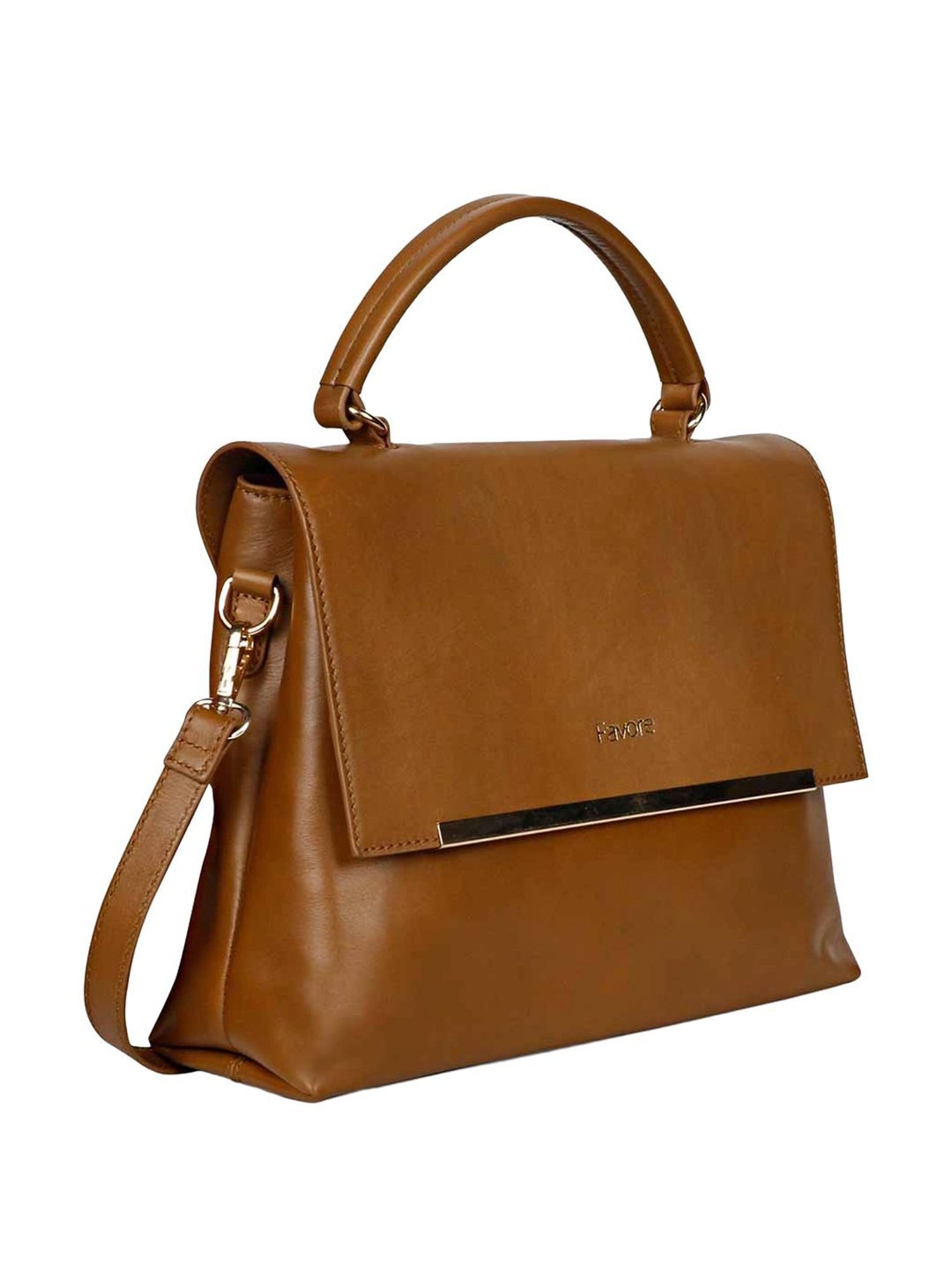Favore Tan Solid Medium Satchels