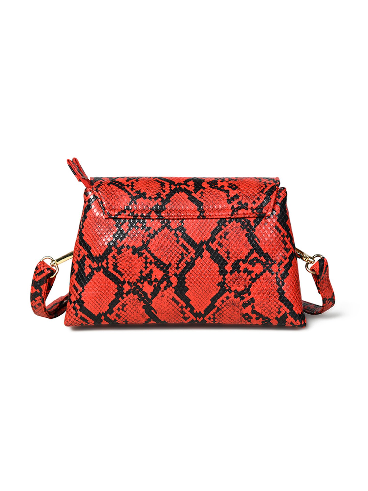 PELLE LUXUR Red & Black Animal Effect Small Cross Body Bag