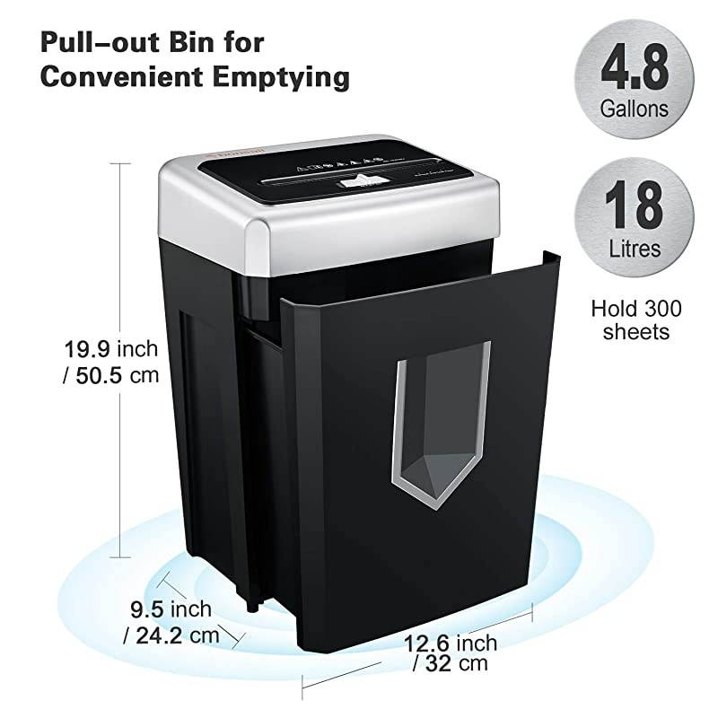 14-Sheet Cross-Cut Heavy Duty Paper Shredder, 30-Minute Continuous Running Time, Credit Card/Staples Shredders for Office, Quiet Shredding Machine with Jam Proof System (C169-B)