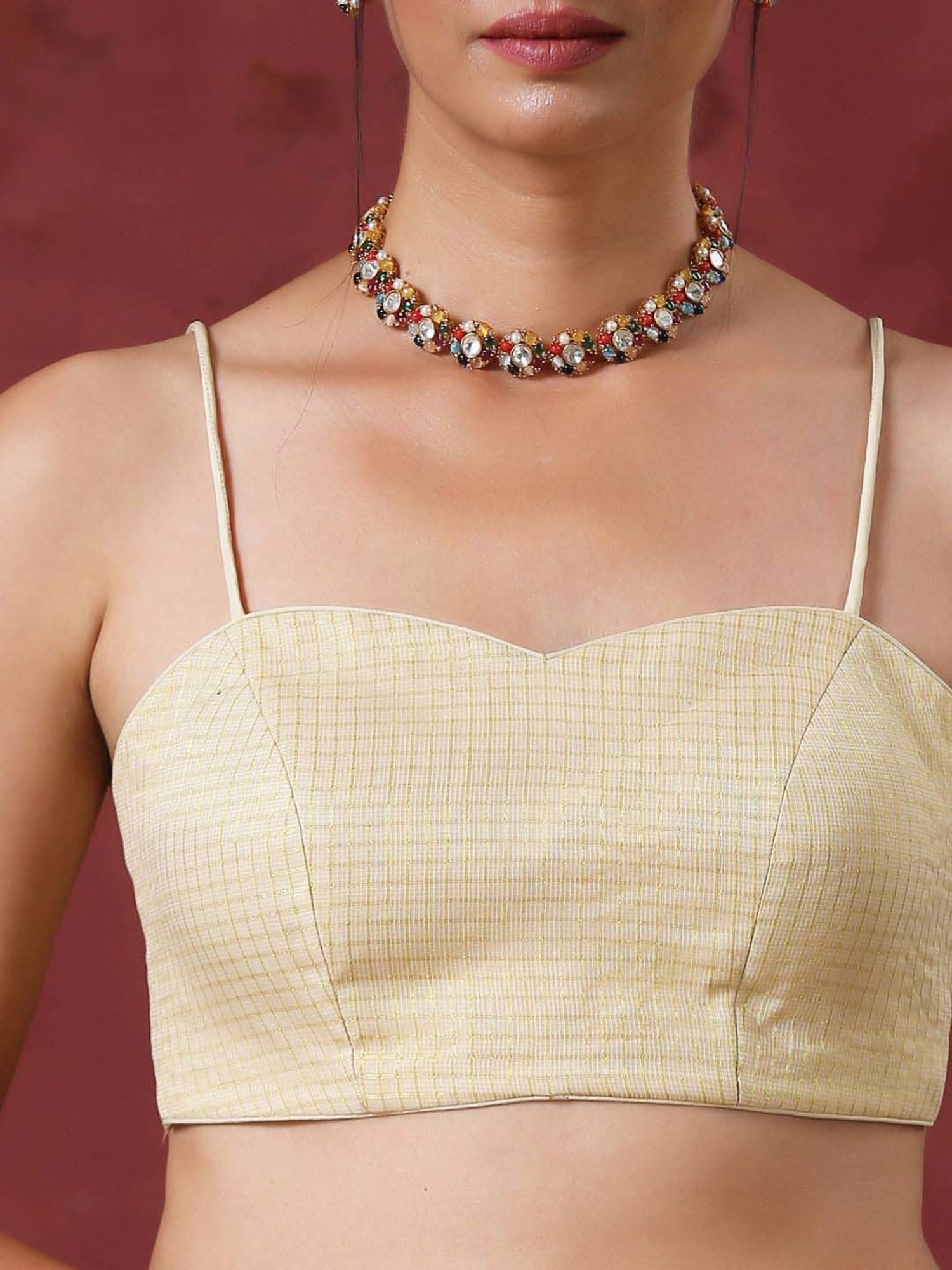 Swtantra Cream Plain Readymade Blouse