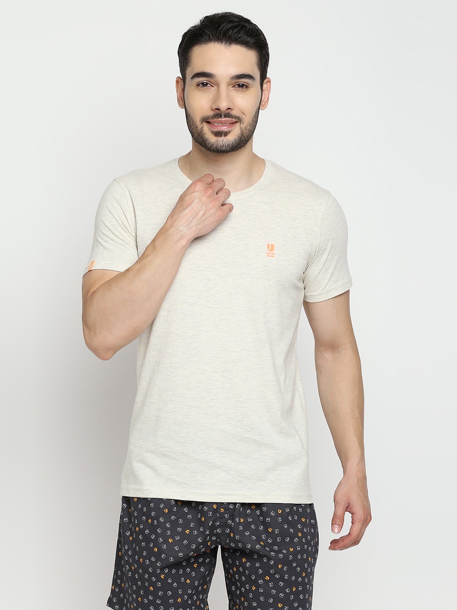 UnderJeans by Spykar Navy & White Regular Fit T-Shirt