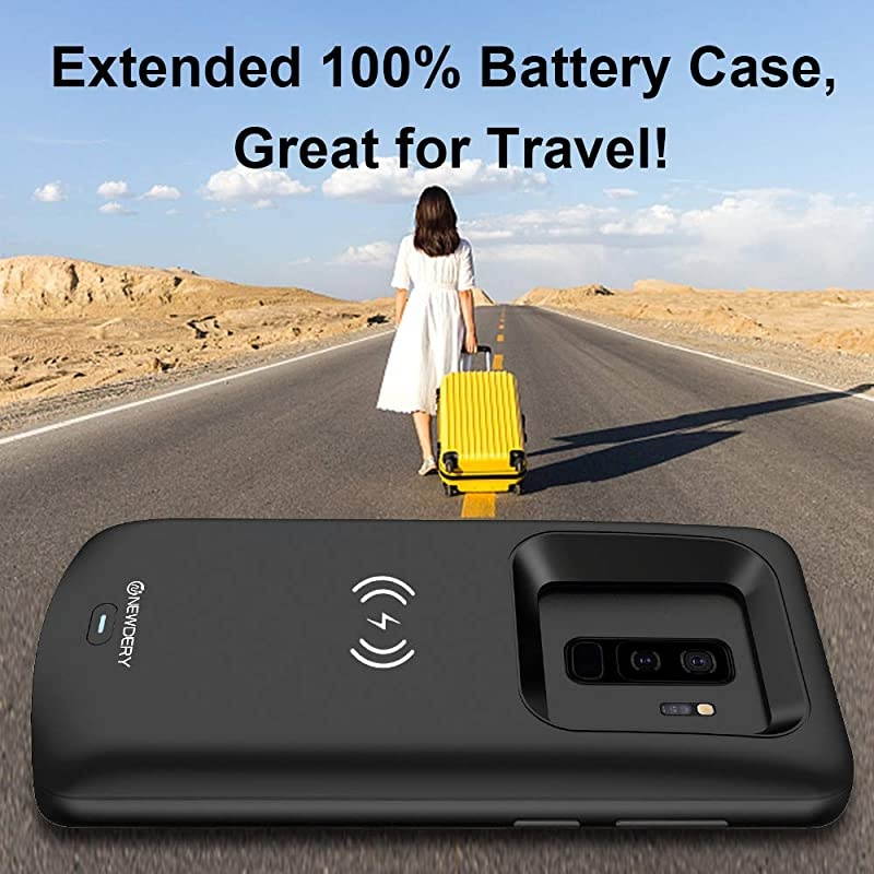 Upgraded Samsung Galaxy S9 Plus Battery Case Qi Wireless Charging Compatible, 5200mAh Slim Rechargeable Extended Charger Case Compatible Samsung Galaxy S9+ Plus (6.2 Inches Black)