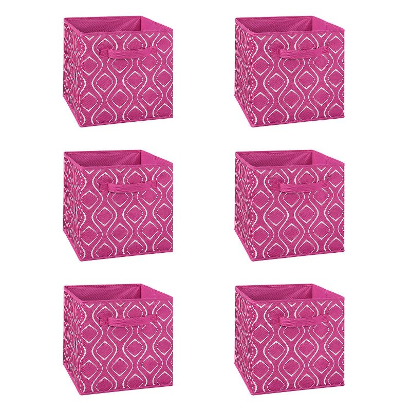 ClosetMaid 184400 Nonwoven Polypropylene Fabric Multiple Item Spacious Storage Organizer Cube with Two Handle Design, Fuchsia Diamond (6 Pack)
