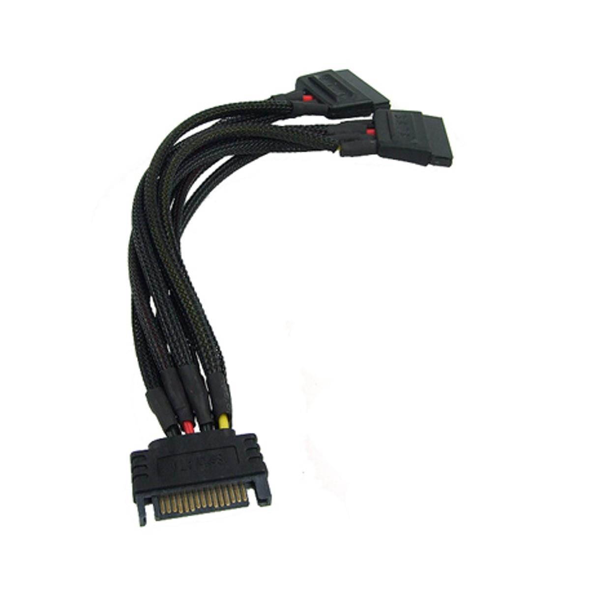 Phobya 5-Pin SATA Power to 2x 5-Pin SATA Power Splitter Cable - 15cm | Black (87291)
