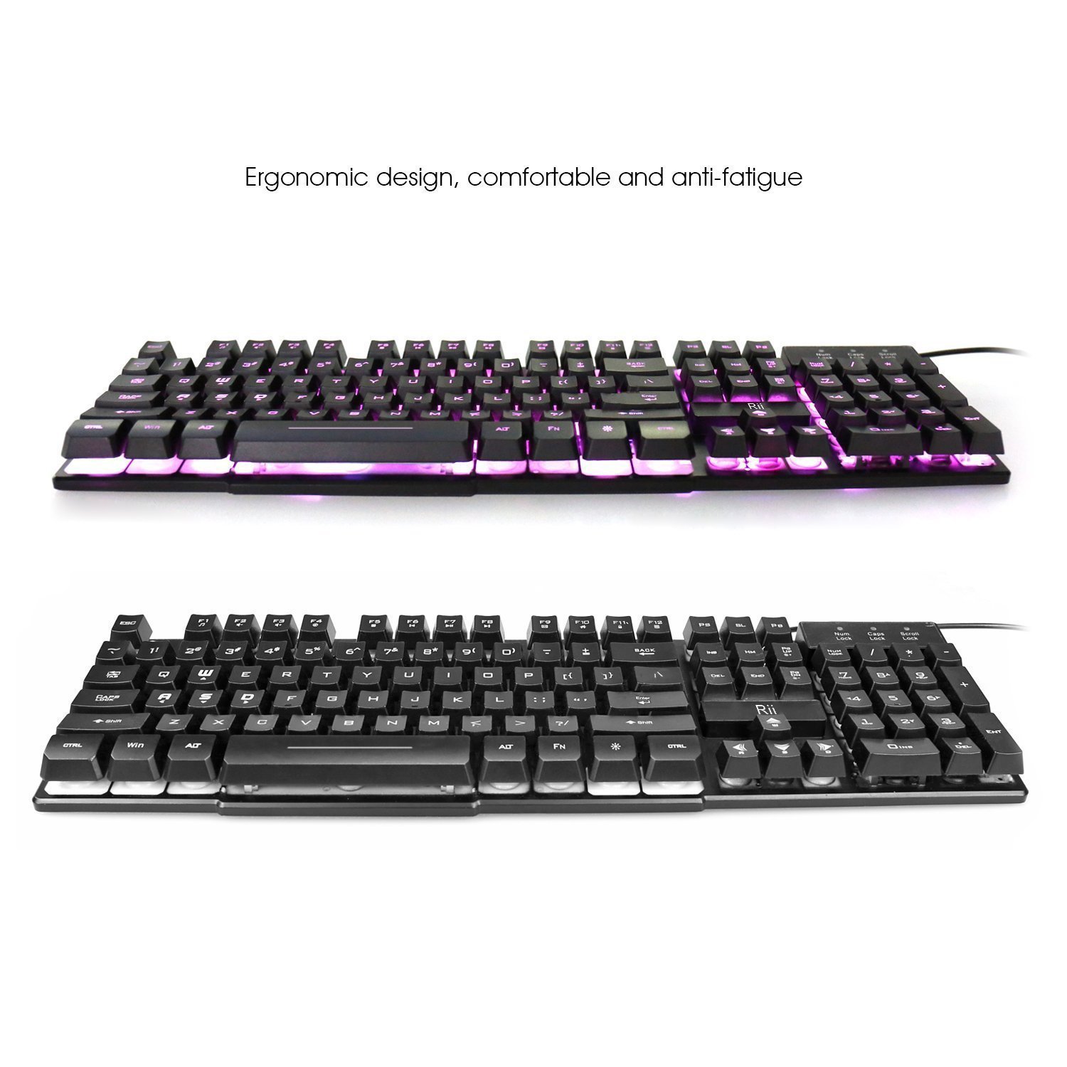 High Performance Gaming Keyboard and Mouse Combo, LED Rainbow Backlit USB Wired Computer Keyboard 104 Key, Spill-Resistant Design, Ergonomic Wrist Rest Keyboard Mouse Set for Windows PC Gamer - Black