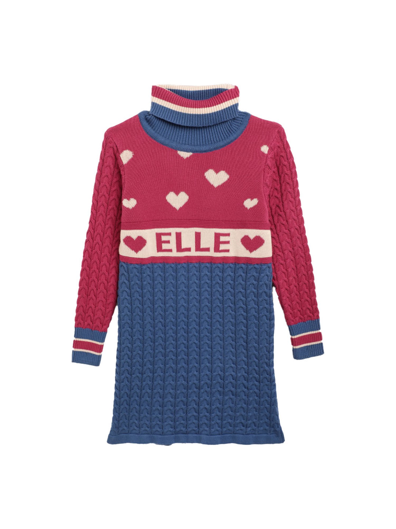 Elle Kids Blue & Pink Self Design Dress