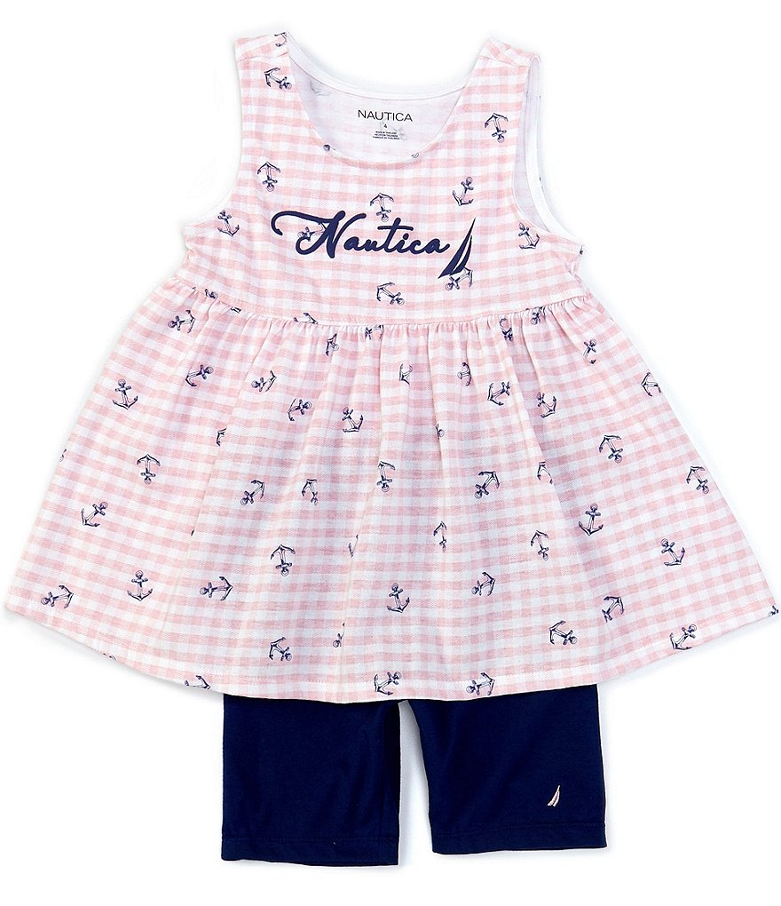 Nautica Little Girls 2T-6X Nautical Checked Tank Top & Bike Shorts Set