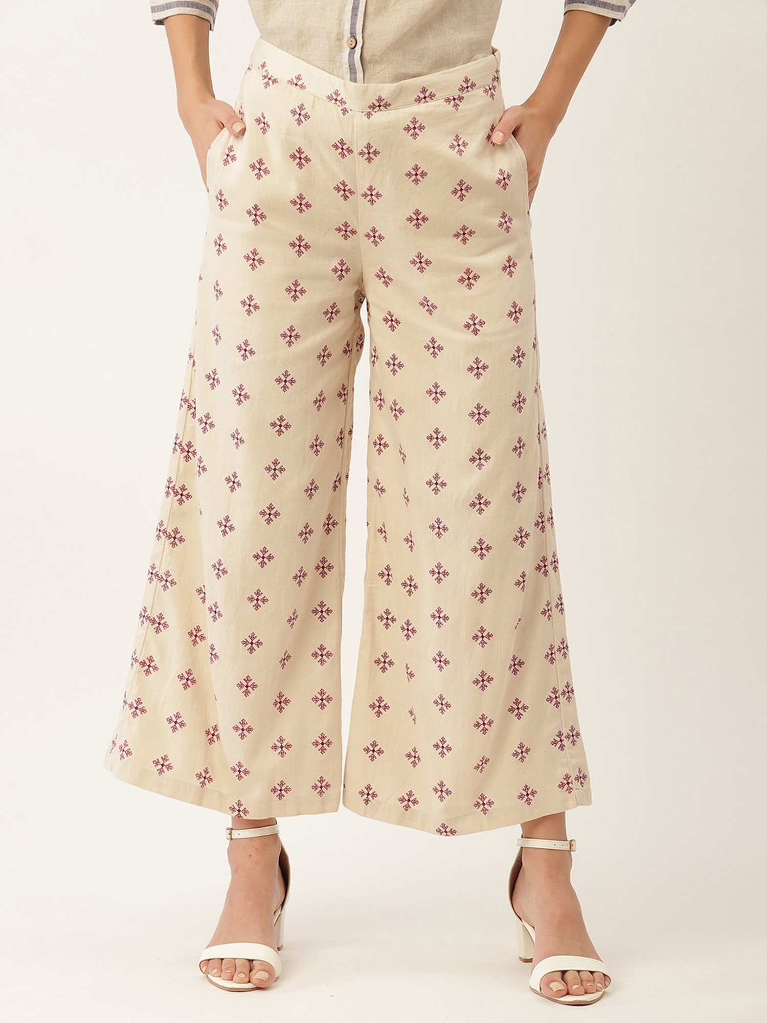 Rooted Beige Straight Fit Flat Front Trousers