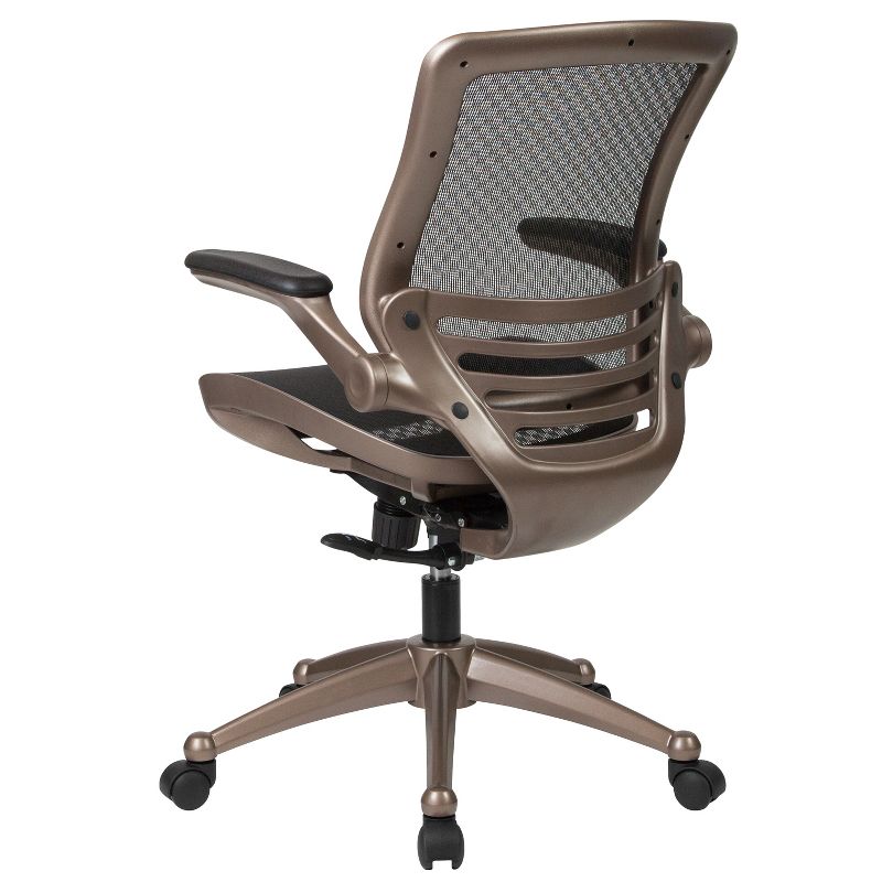 Mesh Sled Base Side Reception Chair with Flip Up Arms Black - Riverstone Furniture