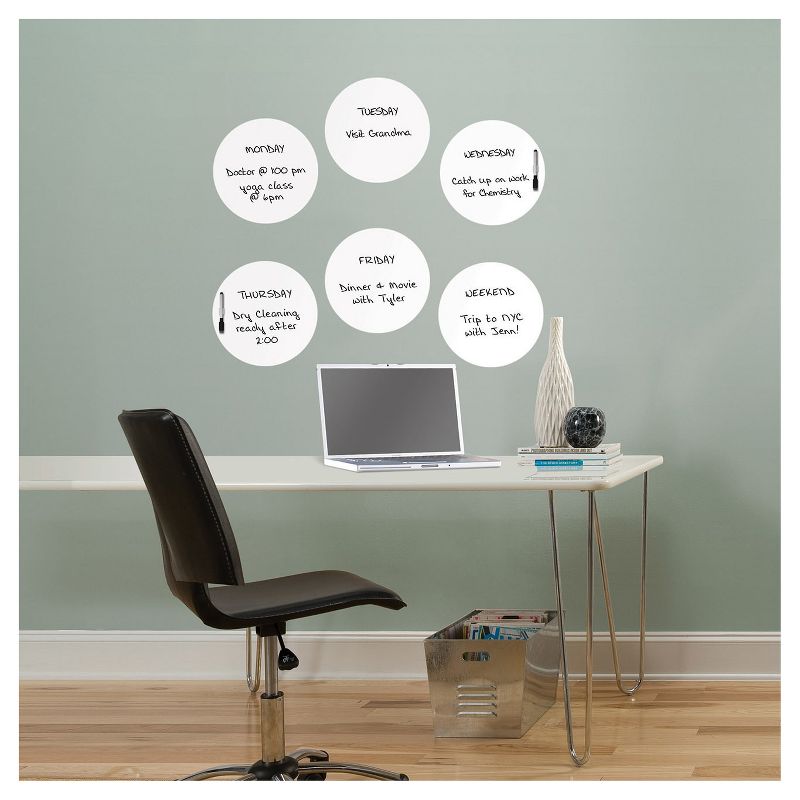 Wall Pops!  Dry Erase Board Circle Decals 13" 6ct - White