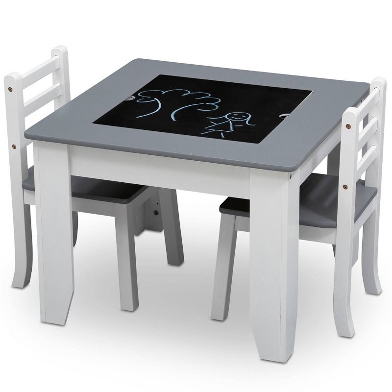 Delta Children Chelsea Wood Table and Chair Set - Gray/White