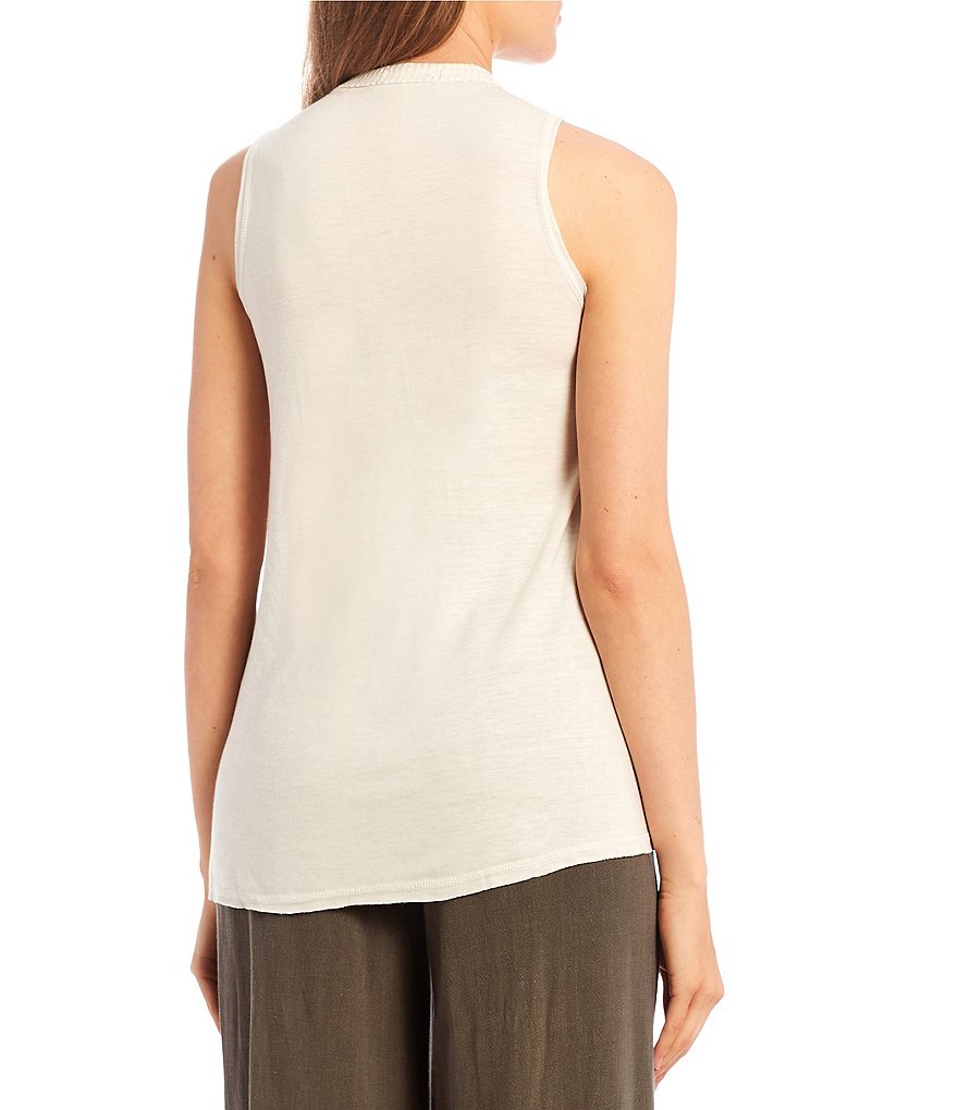 Coco + Jaimeson Sleeveless Embroidered Floral Print Double Hem Drapey Tank Top