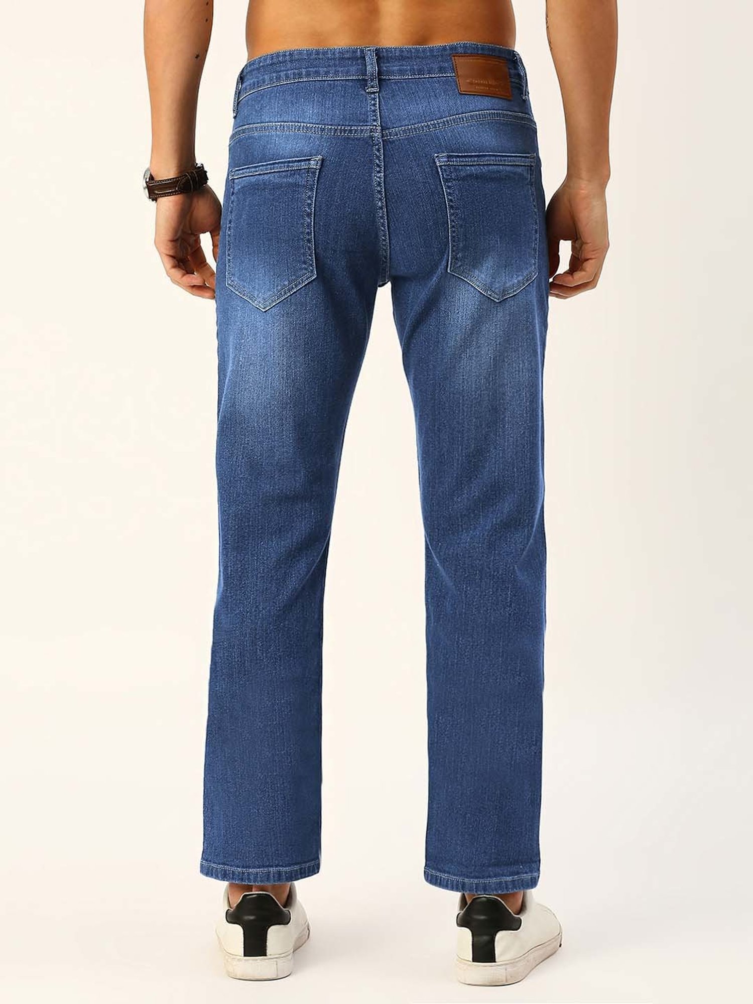 Thomas Scott Blue Regular Fit Lightly Washed Jeans