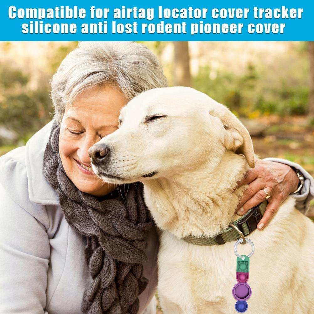 Qinhin Protective Case Compatible for Airtag Locator Tracker Silicone Anti-Lost,Sensory Toys Set,Push Bubble Fidget Pack Stress Release Protective Case for Tracking Locator(M-Blue Purple)