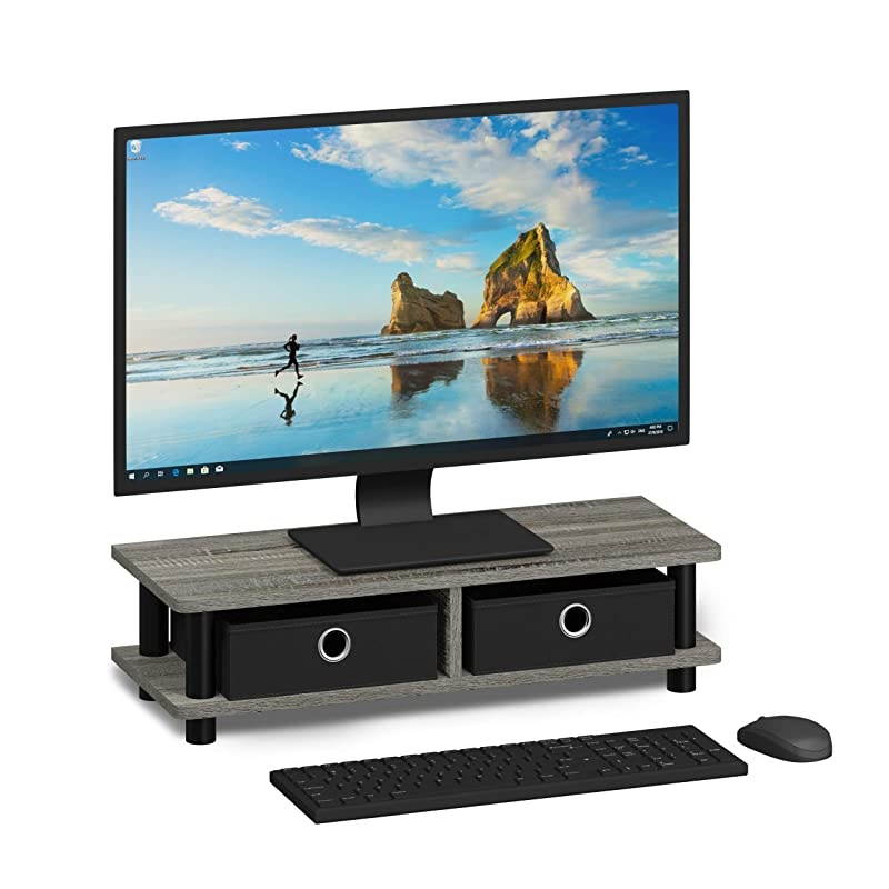 Turn-N-Tube Monitor Stand, French Oak Grey/Black