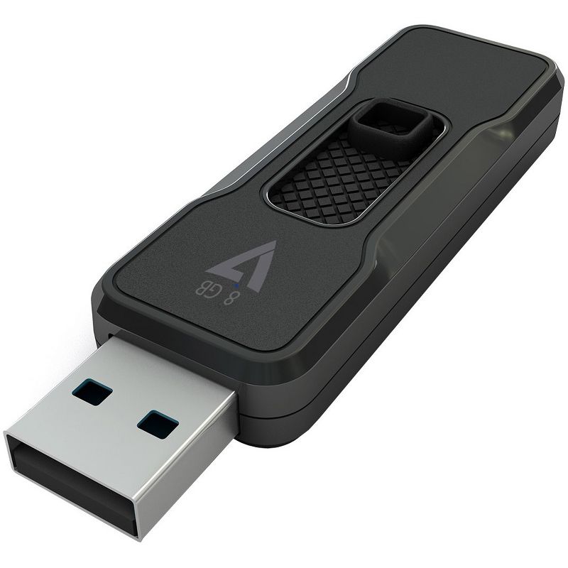 V7 8GB USB 2.0 Flash Drive - With Retractable USB Connector - 8 GB - USB 2.0 - 10 MB/s Read Speed - 3 MB/s Write Speed - Black - 5 Year Warranty