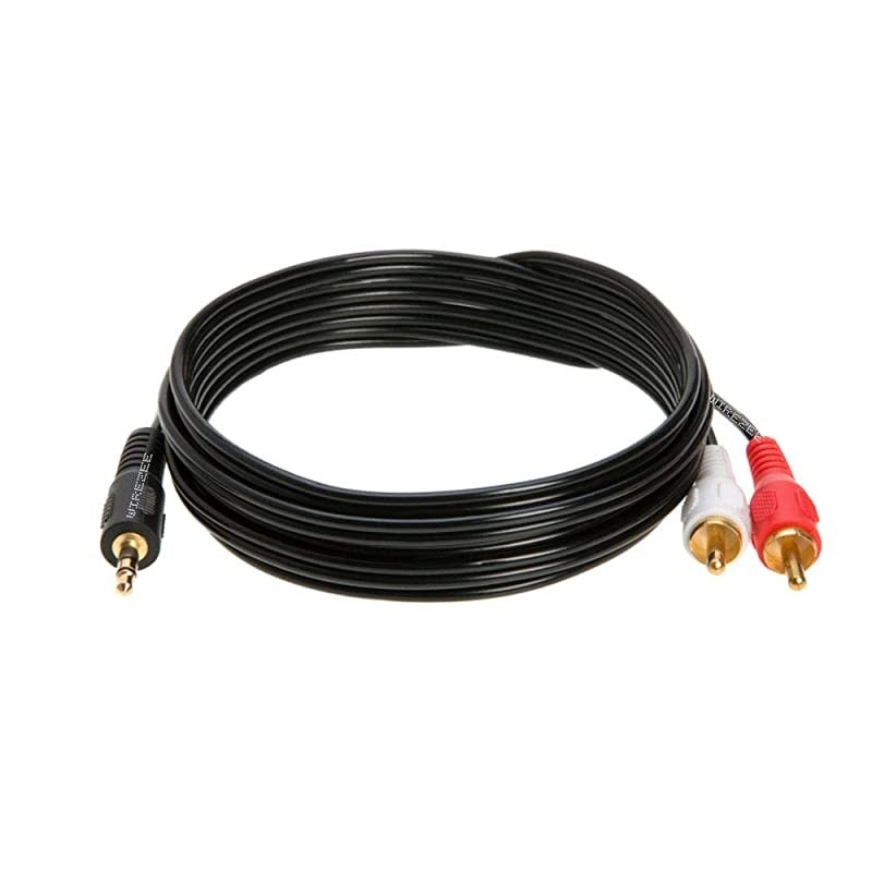 Male Audio to 2 RCA Stereo Cable 6ft, 10ft, 12ft, 15ft, 25FT (6FT)