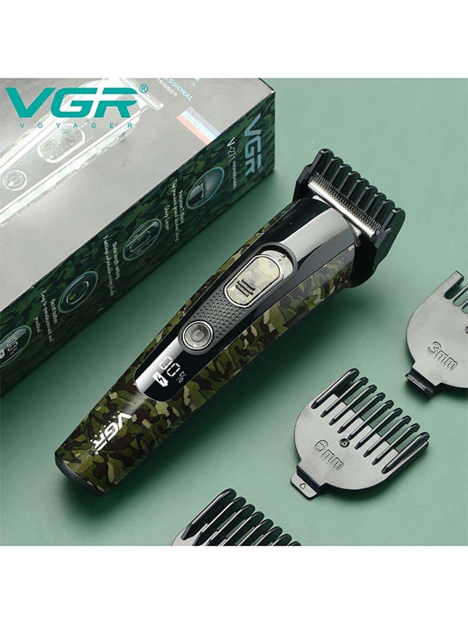 VGR V-271 Professional Corded and Cordless Hair Trimmer - 150 min Runtime (Camouflage)