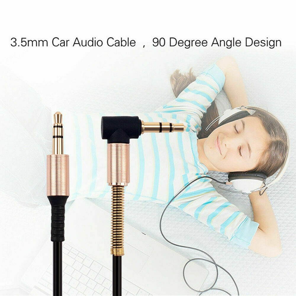 3.5mm Male to M Aux Cable Cord L-Shaped Right Angle Car Audio Headphone Jack