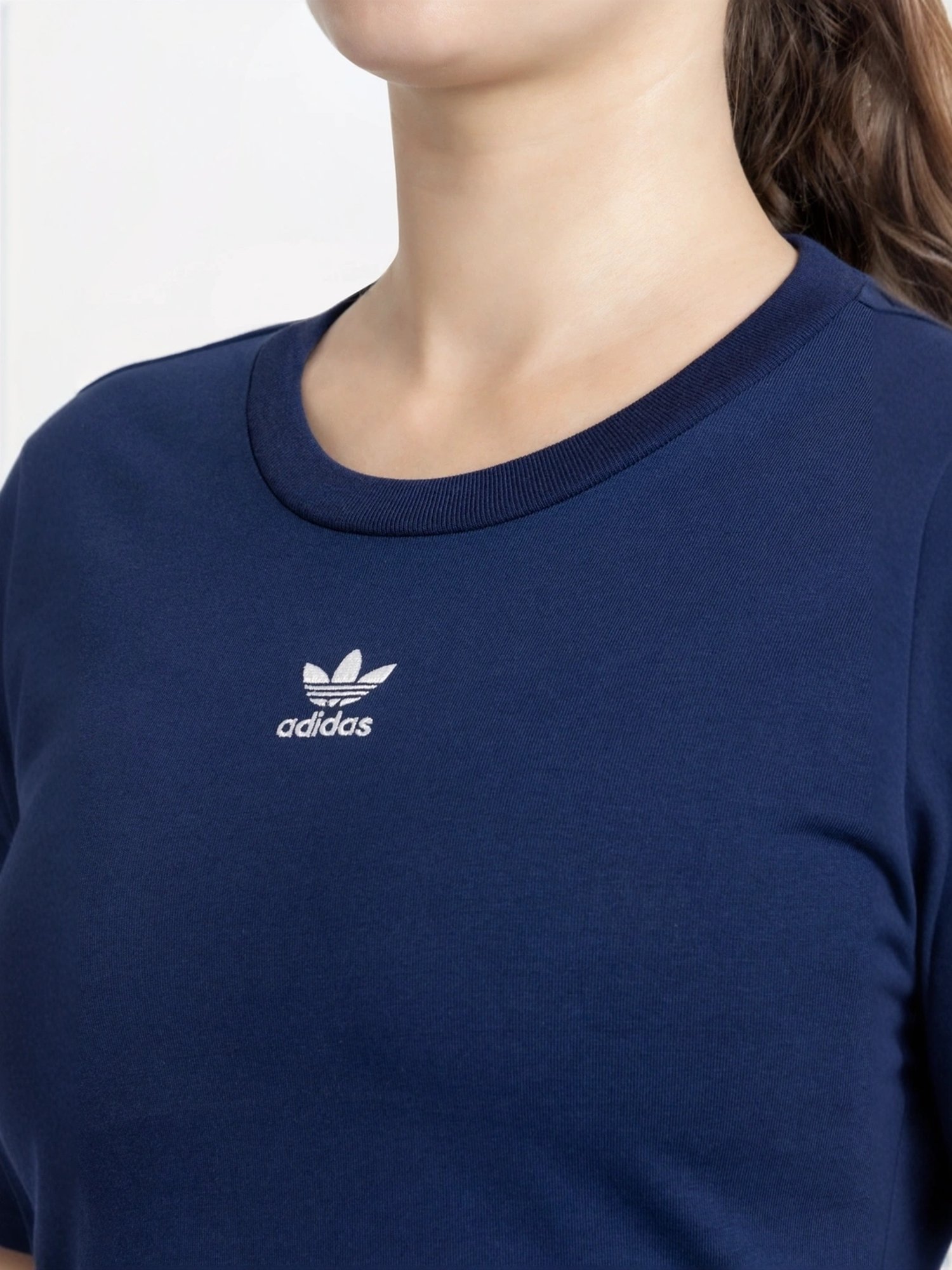 Adidas Originals Blue Cotton Plain Sports T-Shirt
