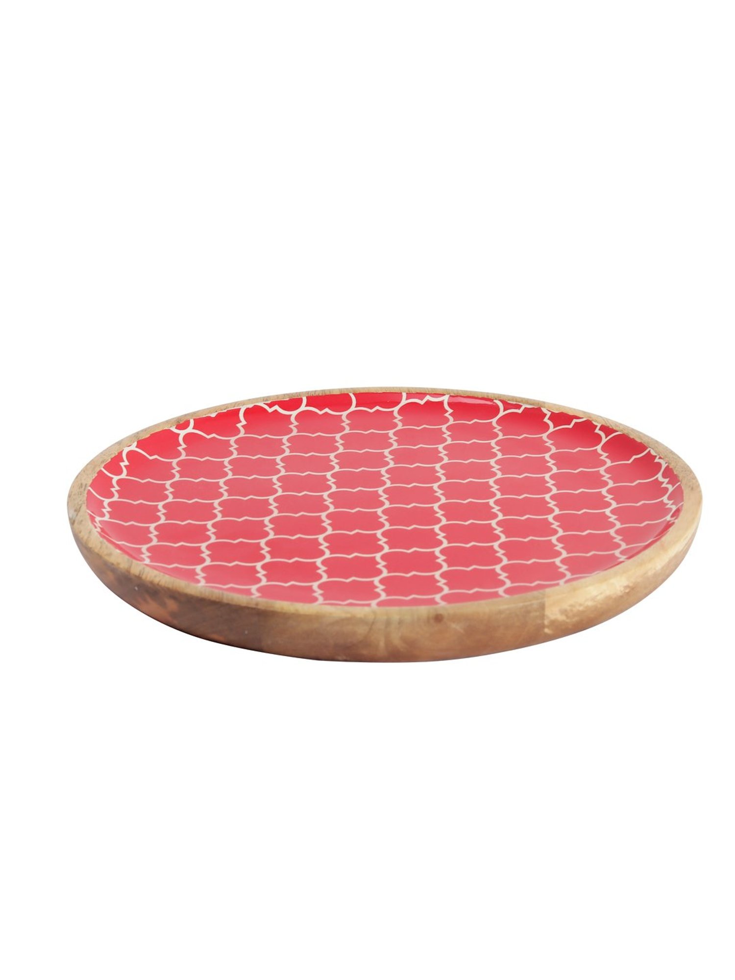 VarEesha Red Wood Round Serving Plate - Set of 1