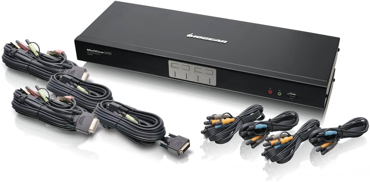 IOGEAR 4-Port Dual-Link DVI and DisplayPort KVMP Kit with 7.1 Audio, TAA Compliant, GCS1784DPKIT