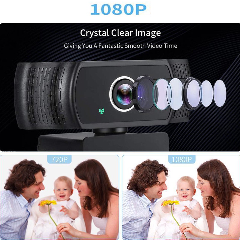 1080P Full HD Webcam, PC Web Cam Laptop Plug and Play Computer Web Camera with Microphone Senso for Video Calling Recording Conferencing Live Class