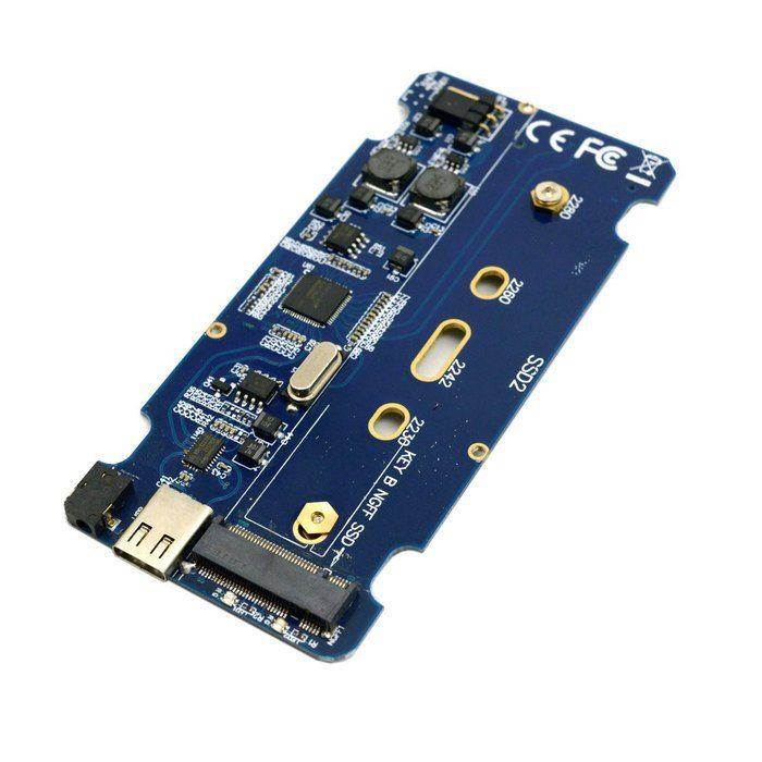 USB-C USB 3.1 Type C to Dual M.2 NGFF PCI-E 2 Lane SSD Enclosure with Raid Raid0
