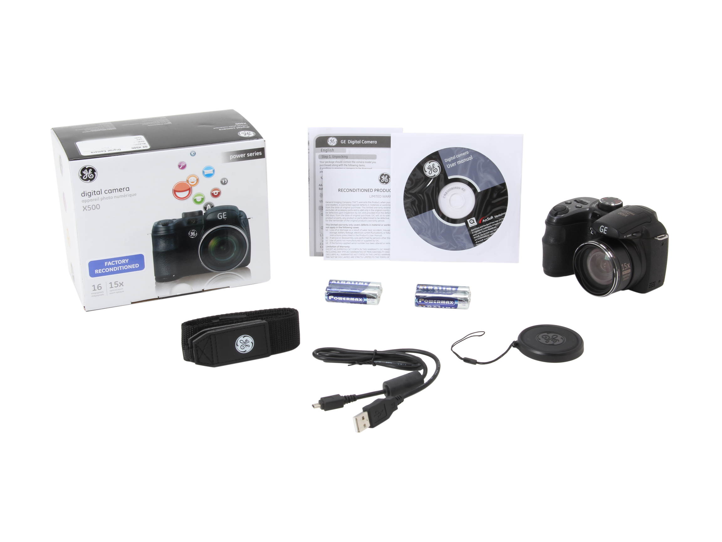 GE X500-BK Black 16 MP 27mm Wide Angle Digital Camera