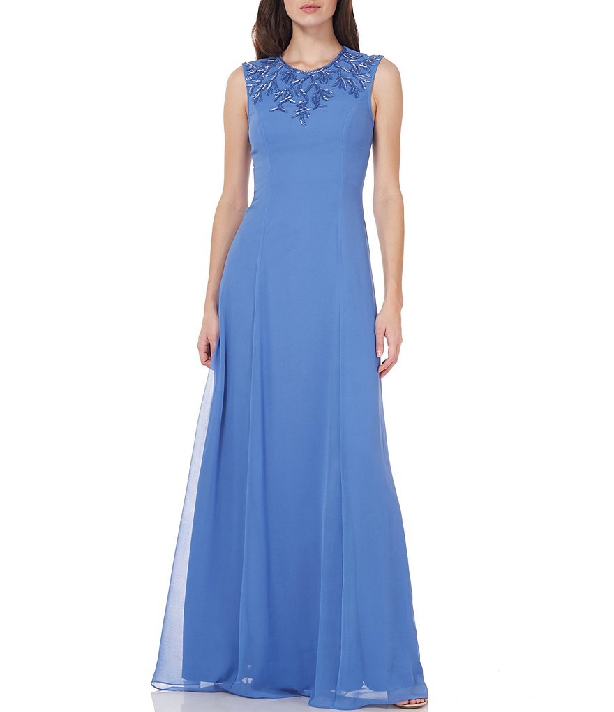 JS Collections Emma Sleeveless Beaded A Line Gown