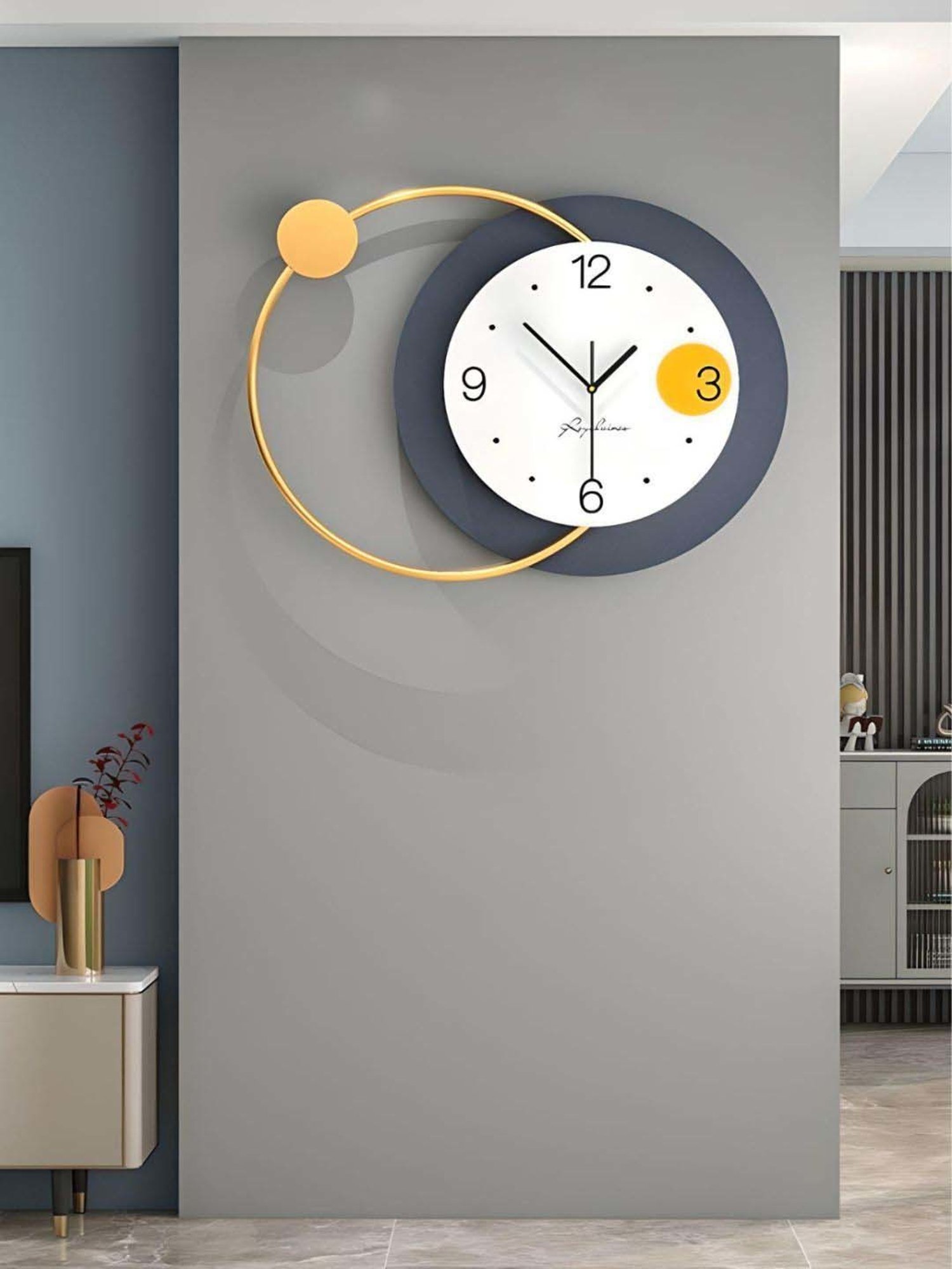 The Art House Black & Gold Metal Clock